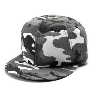 Unisex Camo Canvas Green Gray Camouflage Baseball Cap Adjustable Hip-hop Hat Flat Snapback