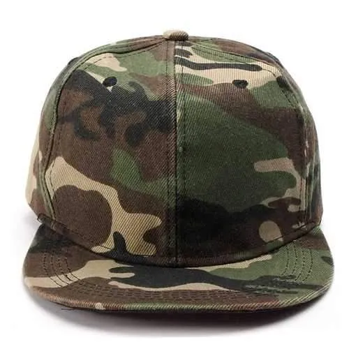 Unisex Camo Canvas Green Gray Camouflage Baseball Cap Adjustable Hip-hop Hat Flat Snapback