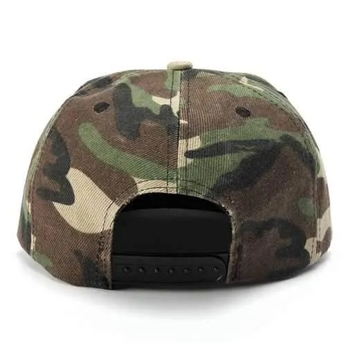 Unisex Camo Canvas Green Gray Camouflage Baseball Cap Adjustable Hip-hop Hat Flat Snapback