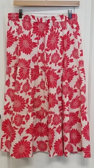 Uniti Casual Red Floral Boho Skirt