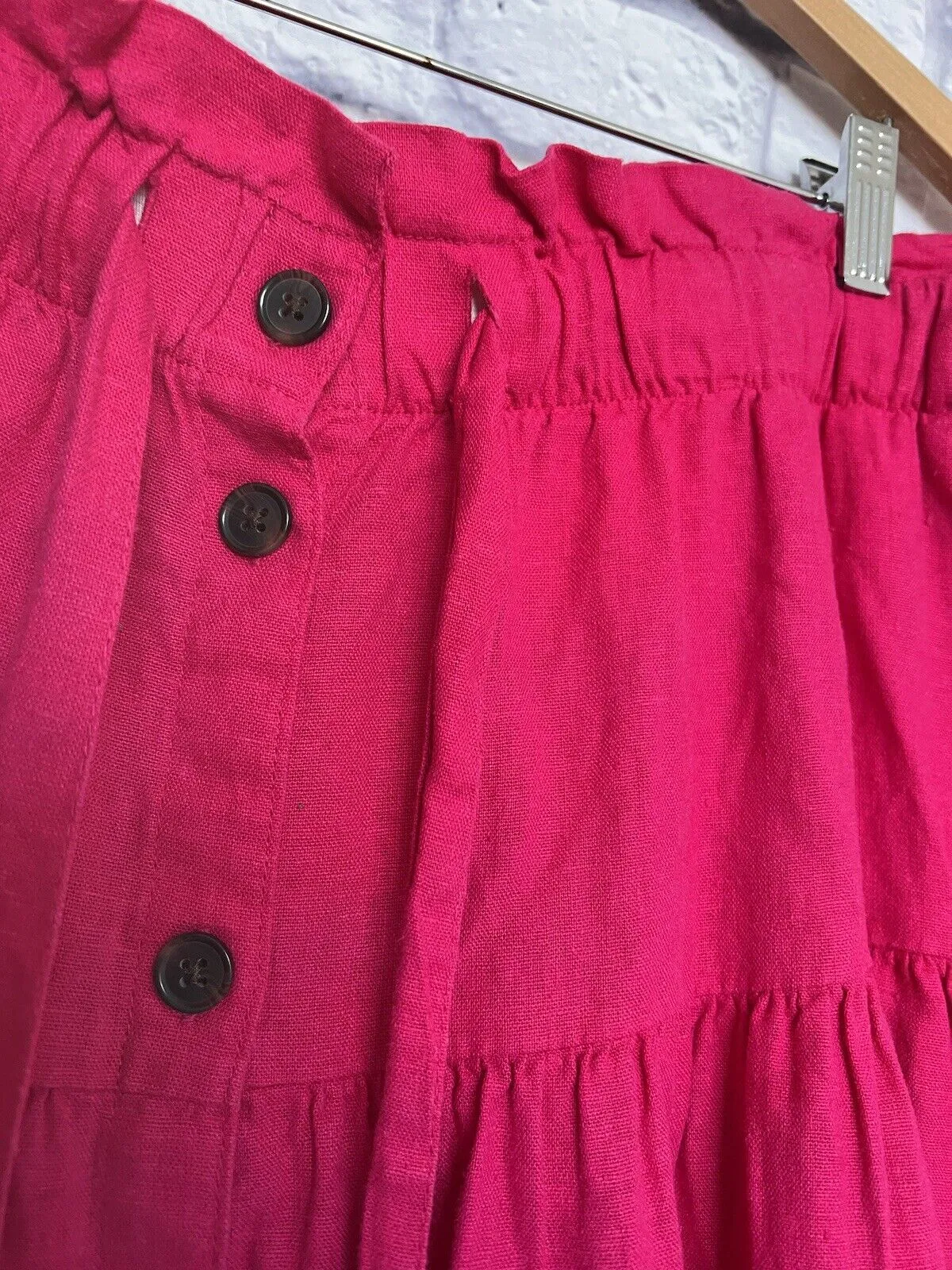 UNIVERSAL THREAD Womens L Skirt Pink Midi Tie Elastic Waist Button-Front Boho