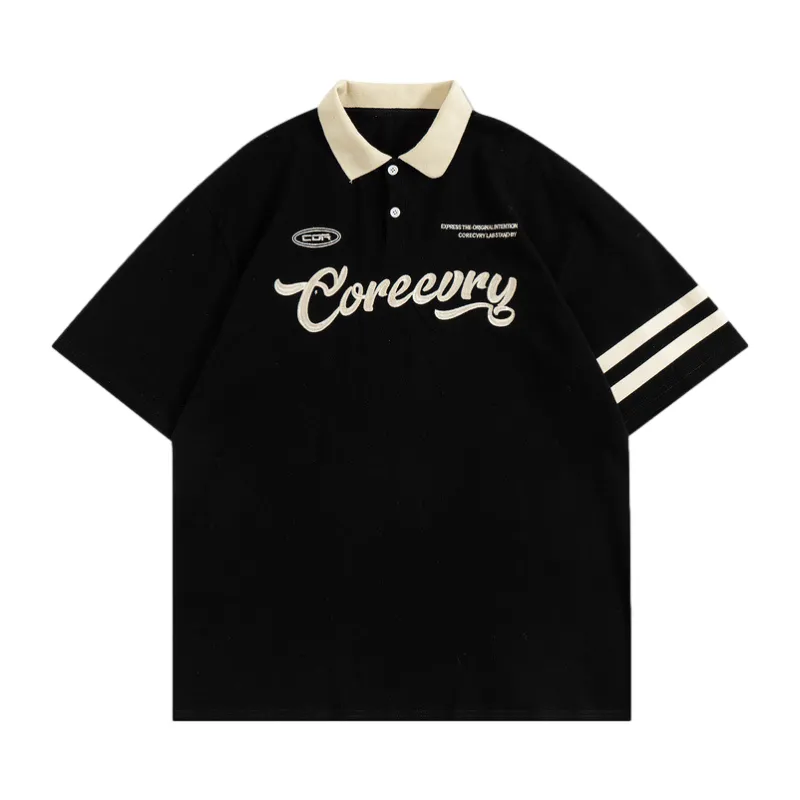 Vintage Letter Embroidery Polo Shirt