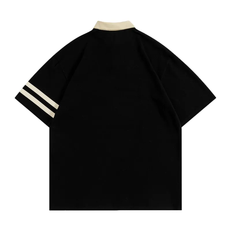 Vintage Letter Embroidery Polo Shirt