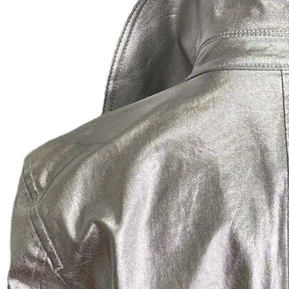VINTAGE RALPH LAUREN METALLIC SILVER COTTON WAXED CANVAS NAUTICAL PEA COAT SZ M