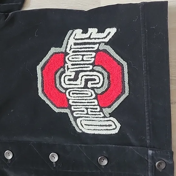 Vintage Womens Belle Pointe 100% Cotton Velvet Ohio State Jacket Black Sz Lg