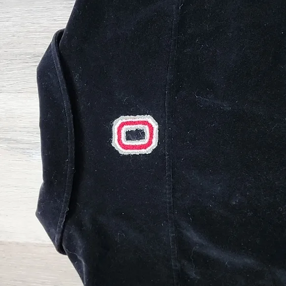 Vintage Womens Belle Pointe 100% Cotton Velvet Ohio State Jacket Black Sz Lg