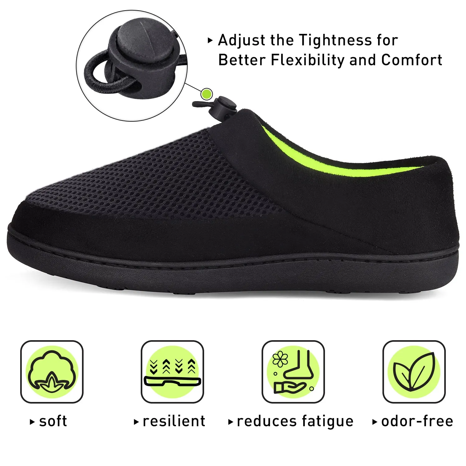 VONMAY Men's Slippers Memory Foam House Shoes Indoor Outdoor Adjustable Breathable Closed Back