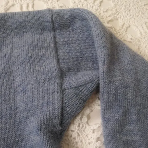 Vtg Sweater Pull Over Anchor Blue 100% Wool Sailor Nautical Unisex Women M Men S