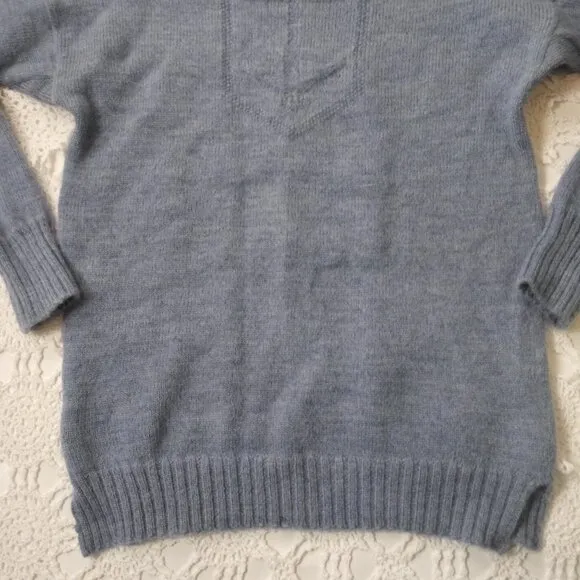 Vtg Sweater Pull Over Anchor Blue 100% Wool Sailor Nautical Unisex Women M Men S