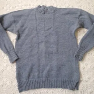 Vtg Sweater Pull Over Anchor Blue 100% Wool Sailor Nautical Unisex Women M Men S