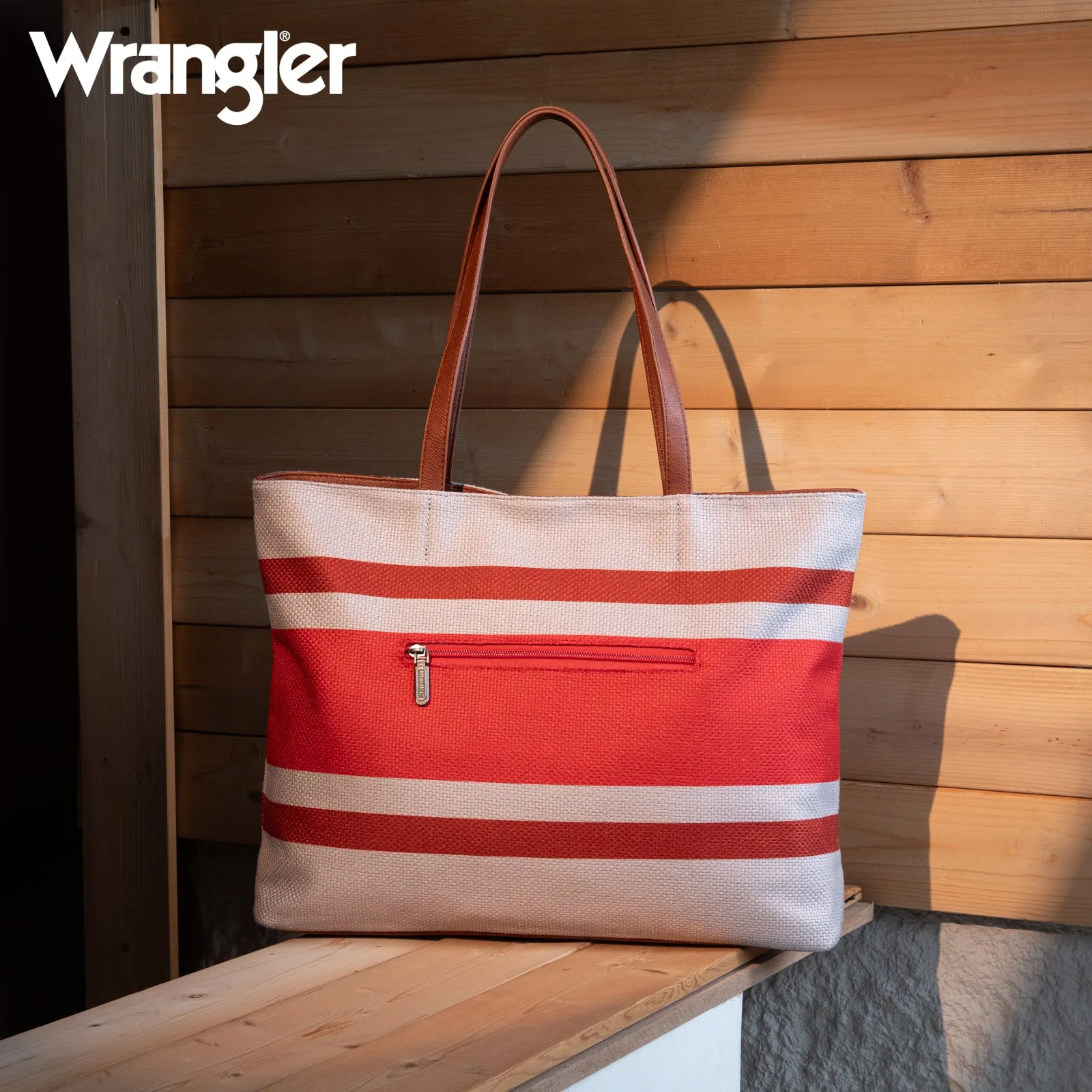 WG159-8112 Wrangler Aztec Pattern Dual Sided Print Canvas Tote Bag - Jean