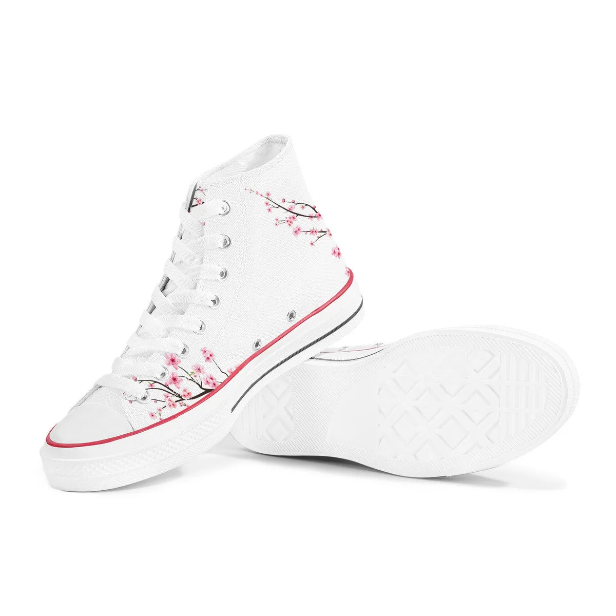 White Sakura High Top Canvas Shoes