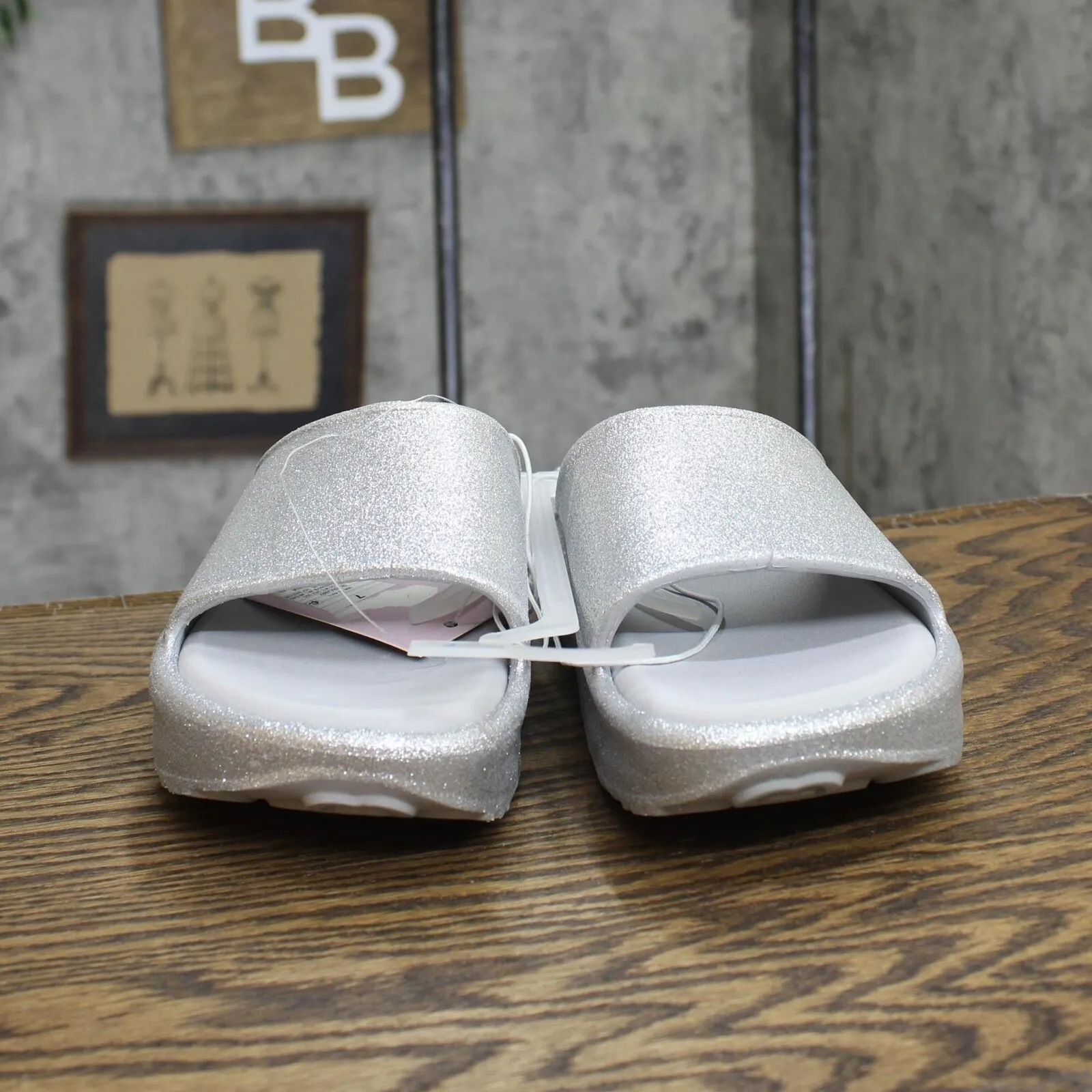 Wild Fable Womens Laney EVA Platform Sandals 89258971 Silver Glitter Gray 7M