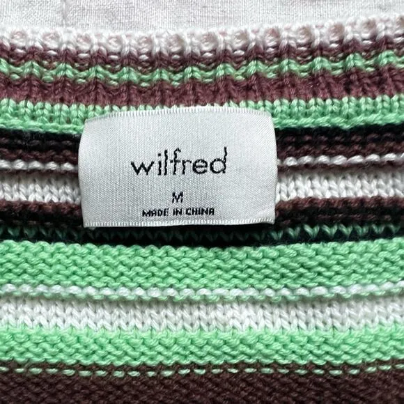 Wilfred Canterbury Green &amp; Brown Striped Cropped Cardigan Merino Wool Blend -Med