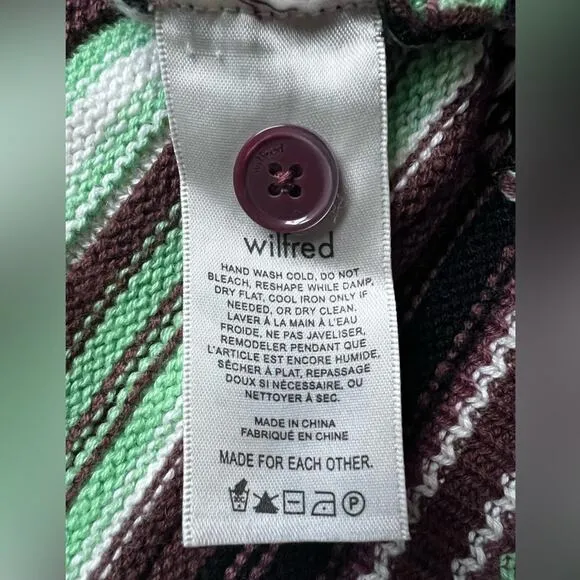 Wilfred Canterbury Green &amp; Brown Striped Cropped Cardigan Merino Wool Blend -Med