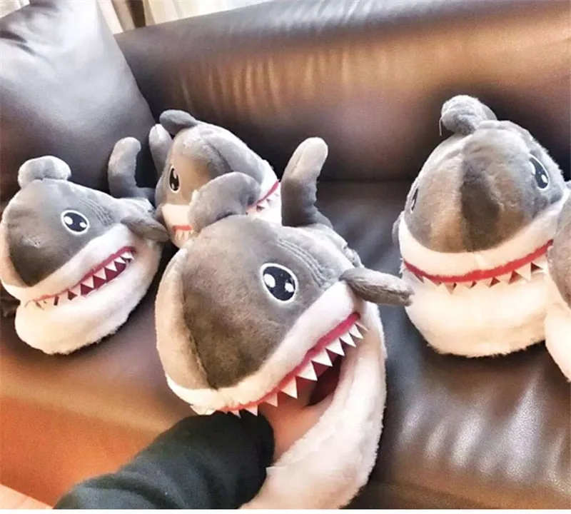 Winter Slippers Women and Men Fashion Shark Slipper Cotton Warm Indoor slippers Lovely Cartoon Women Slippers Unisex