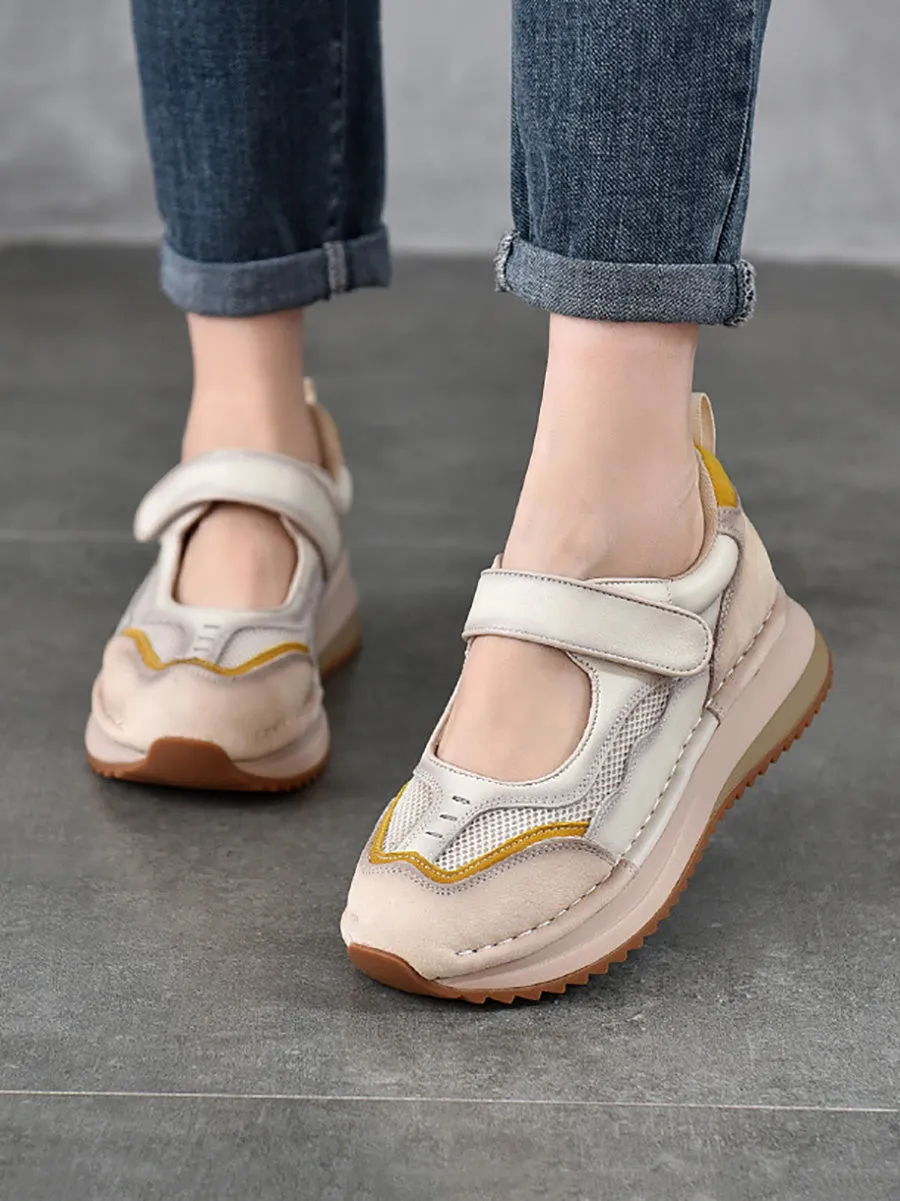 Women Casual Summer Leather Spliced Platform Shoes