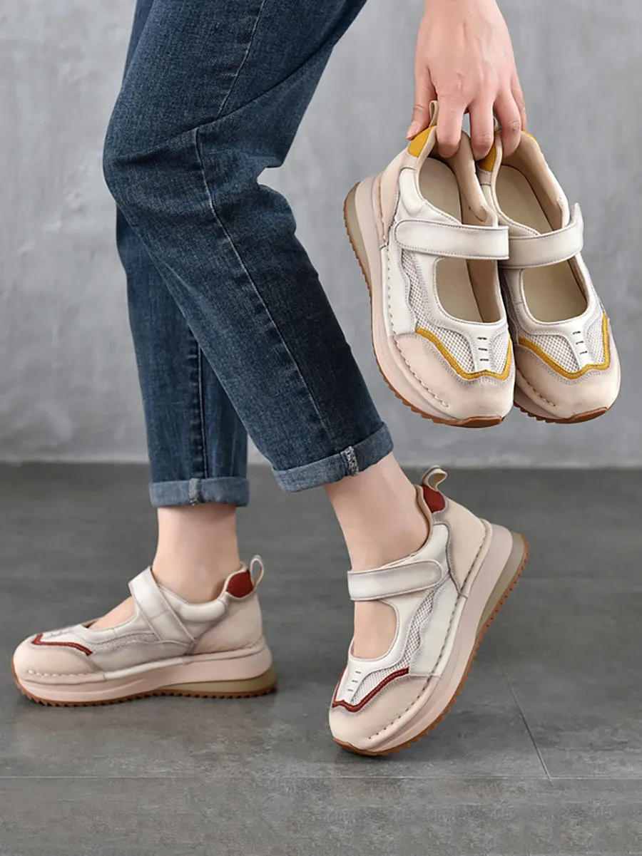 Women Casual Summer Leather Spliced Platform Shoes