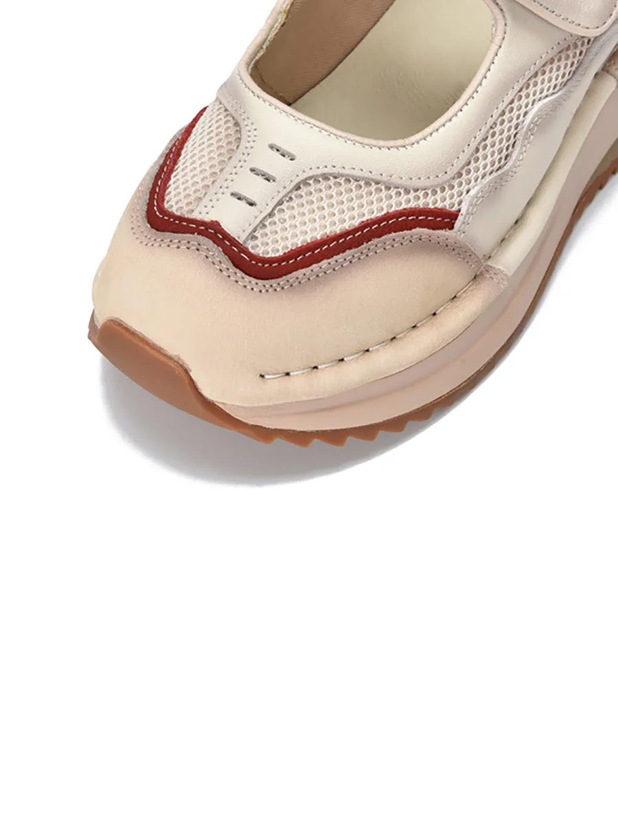 Women Casual Summer Leather Spliced Platform Shoes