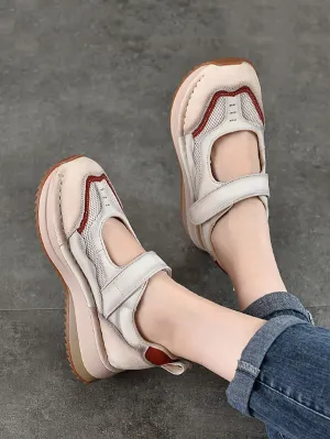 Women Casual Summer Leather Spliced Platform Shoes