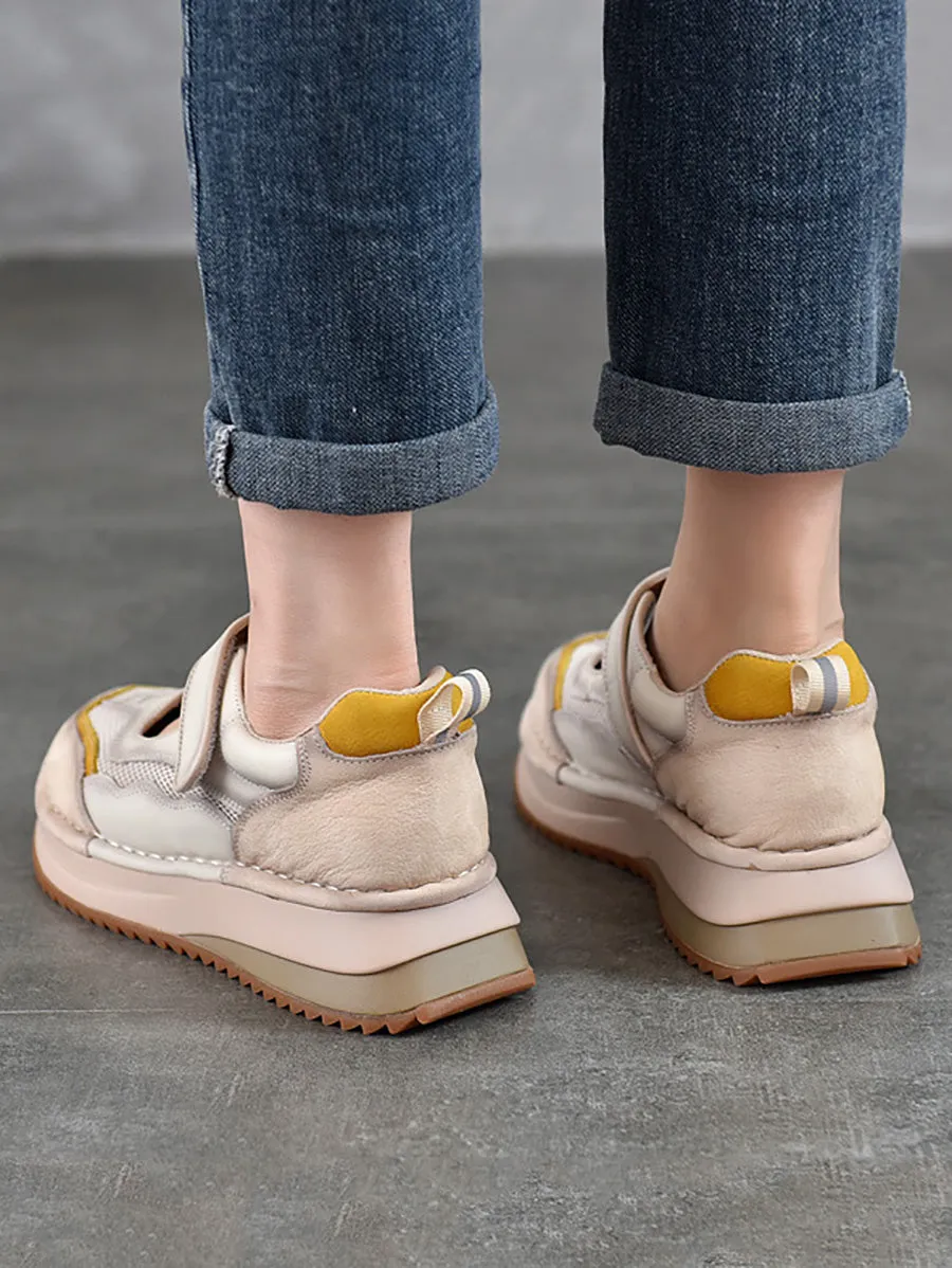 Women Casual Summer Leather Spliced Platform Shoes