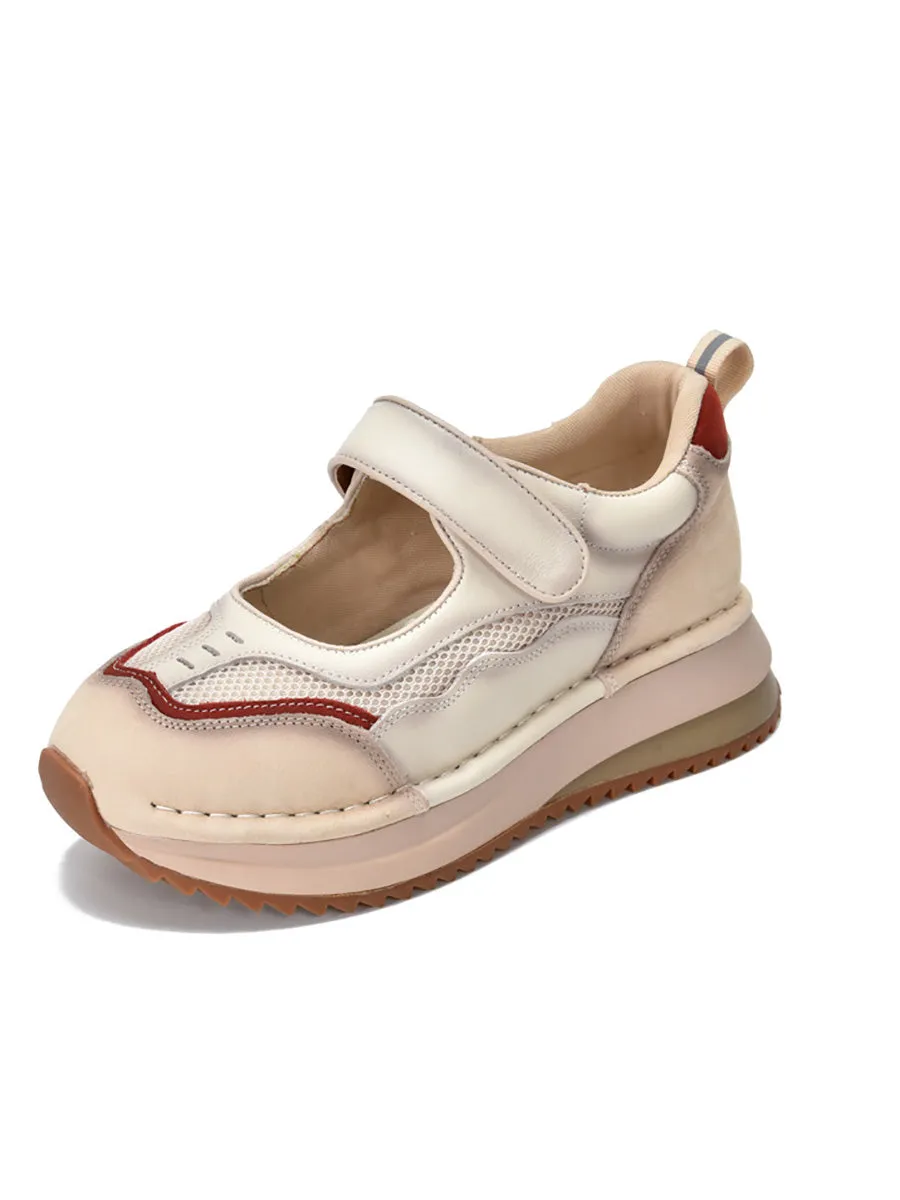 Women Casual Summer Leather Spliced Platform Shoes