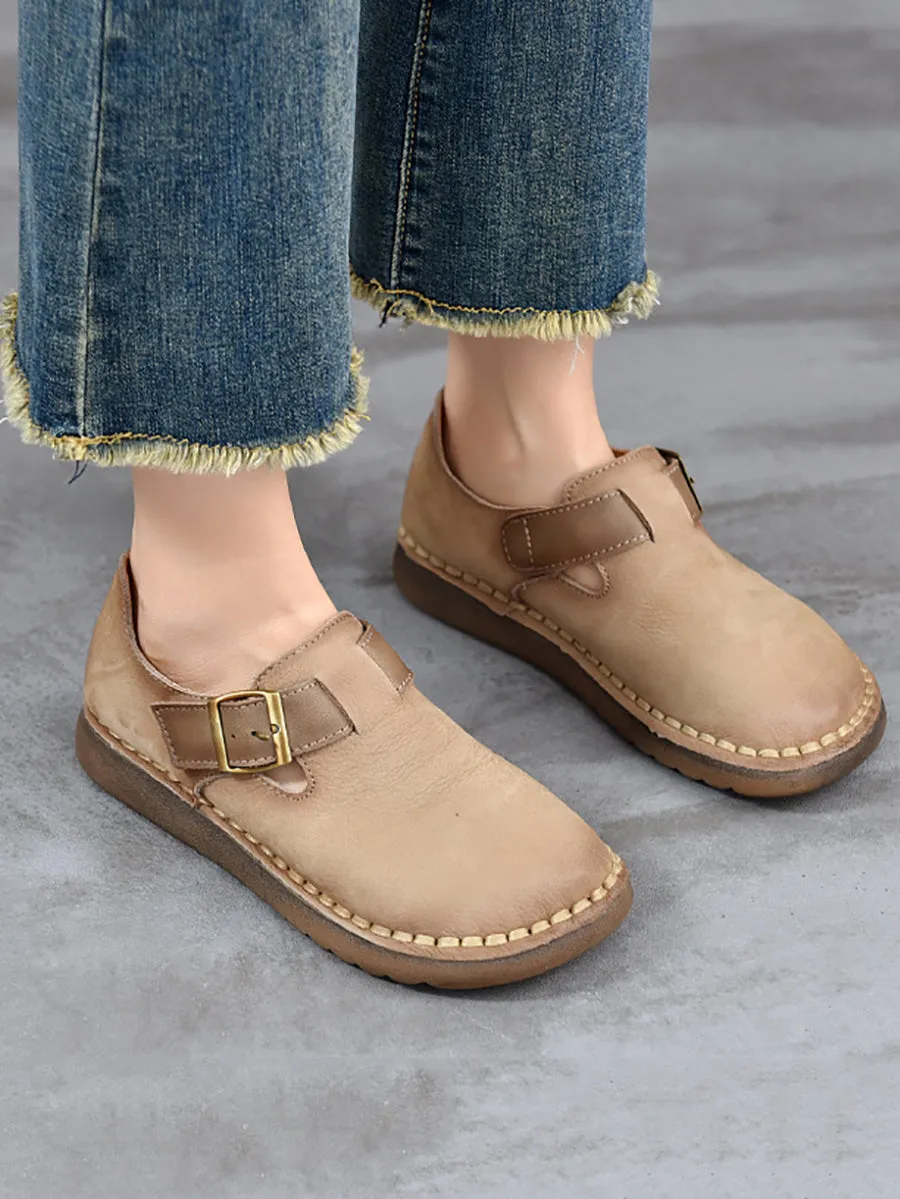 Women Spring Genuine Leather Flat Shoes