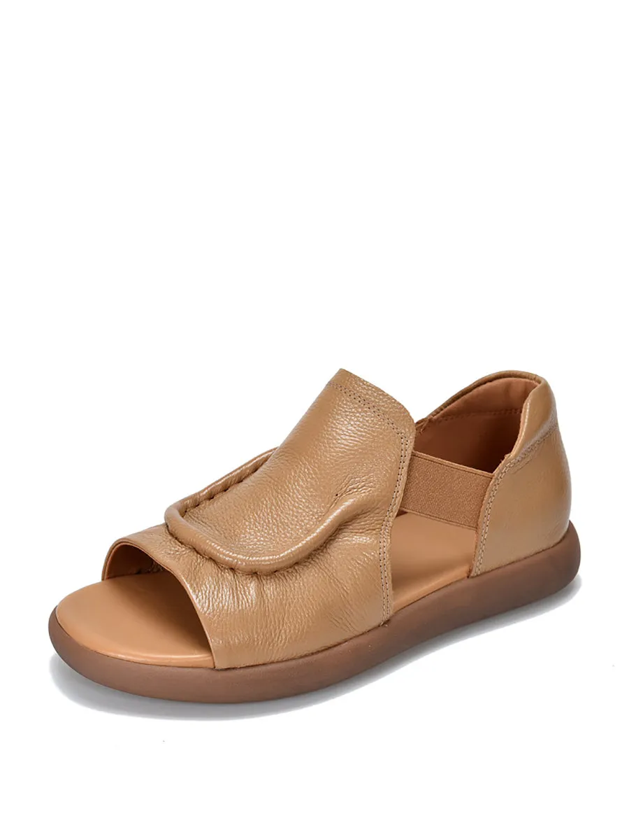 Women Summer Casual Genuine Leather Flat Sandals
