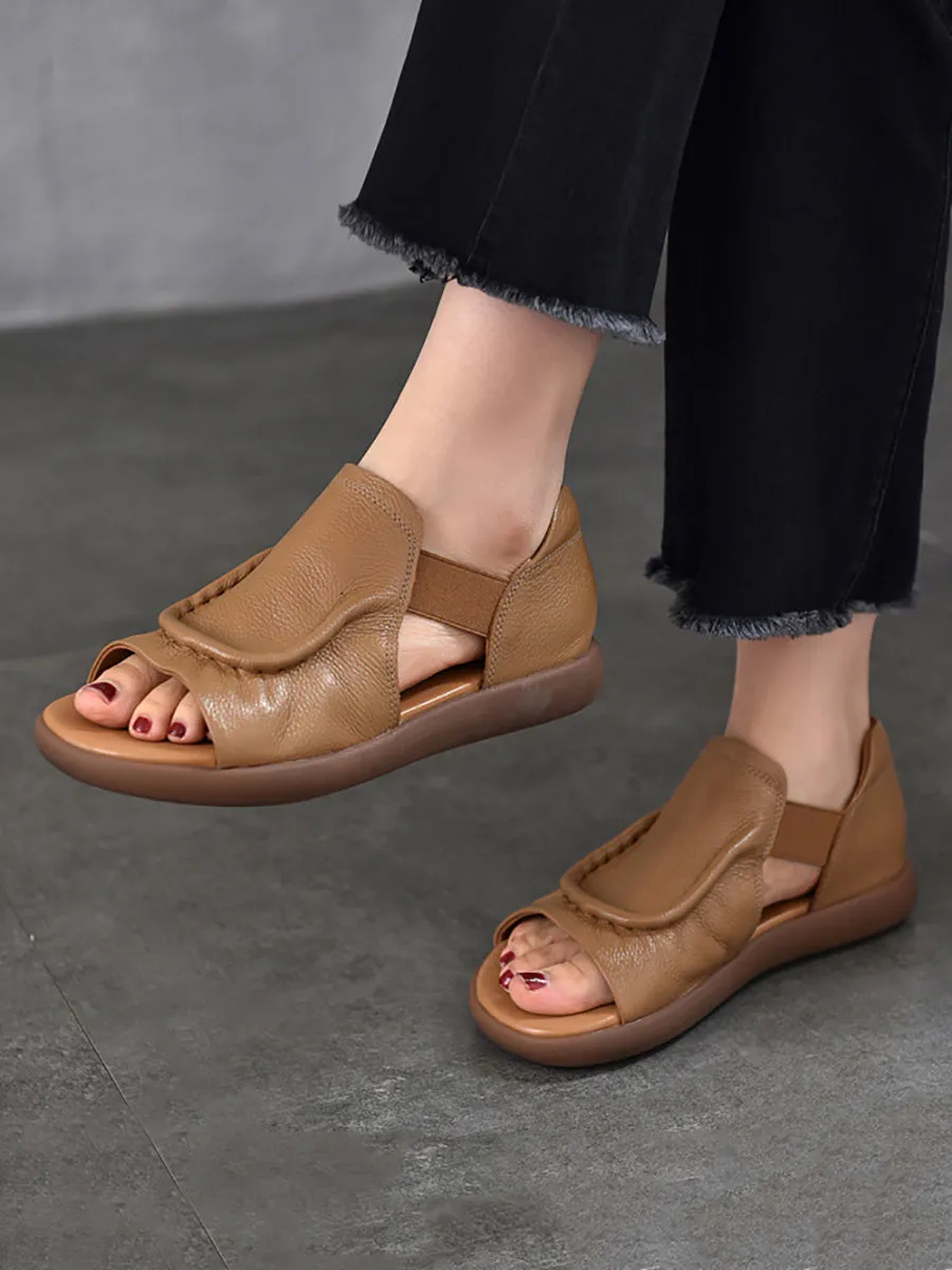 Women Summer Casual Genuine Leather Flat Sandals