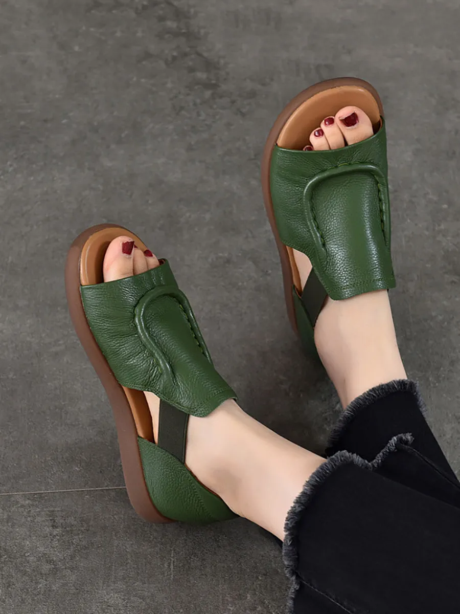 Women Summer Casual Genuine Leather Flat Sandals