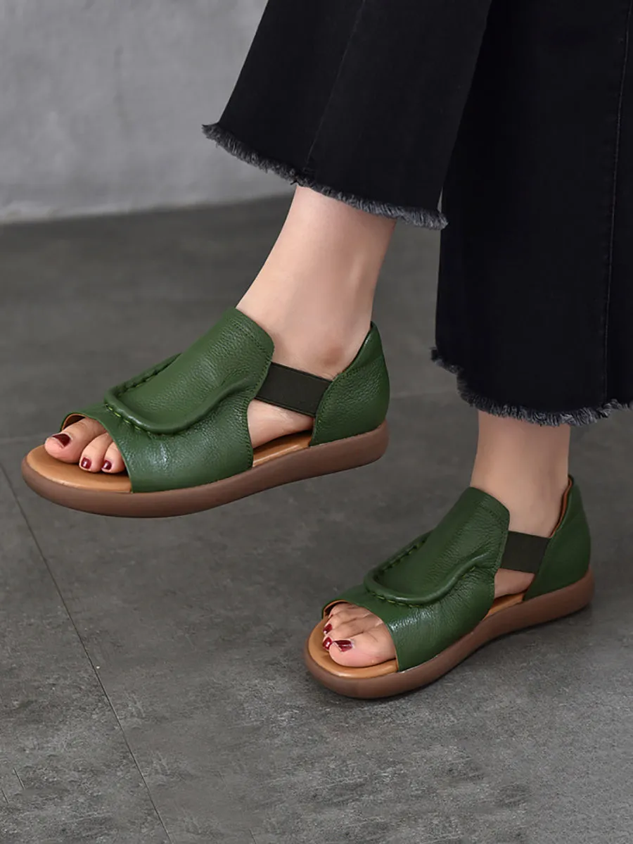 Women Summer Casual Genuine Leather Flat Sandals