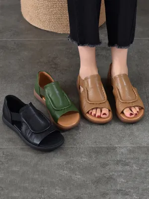 Women Summer Casual Genuine Leather Flat Sandals