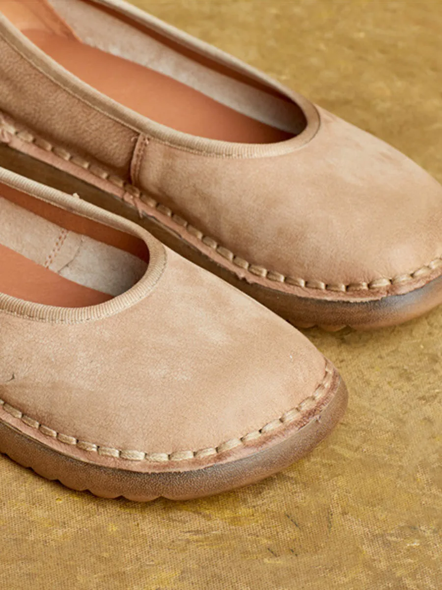 Women Summer Casual Genuine Leather Flat Shoes