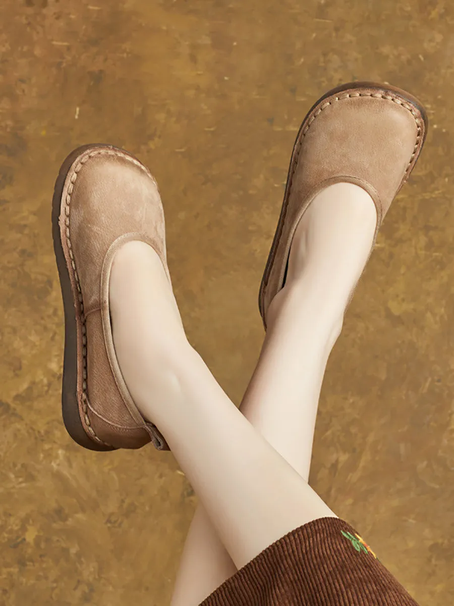 Women Summer Casual Genuine Leather Flat Shoes