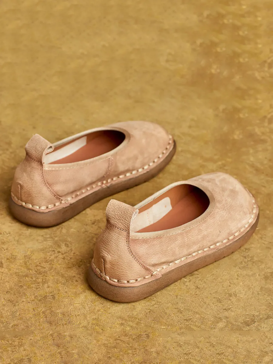 Women Summer Casual Genuine Leather Flat Shoes