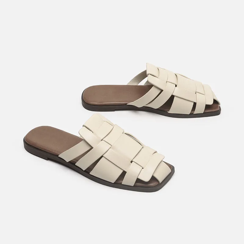 Women's Casual Closed Toe Leather Handmade Sandals Water