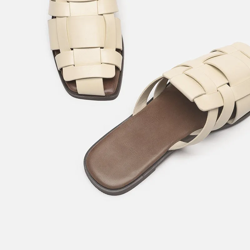 Women's Casual Closed Toe Leather Handmade Sandals Water