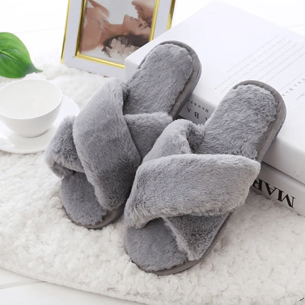 Women's Criss Cross Slippers, Indoor Slipper, Comfy Cozy Slide, Open Toe Slippers