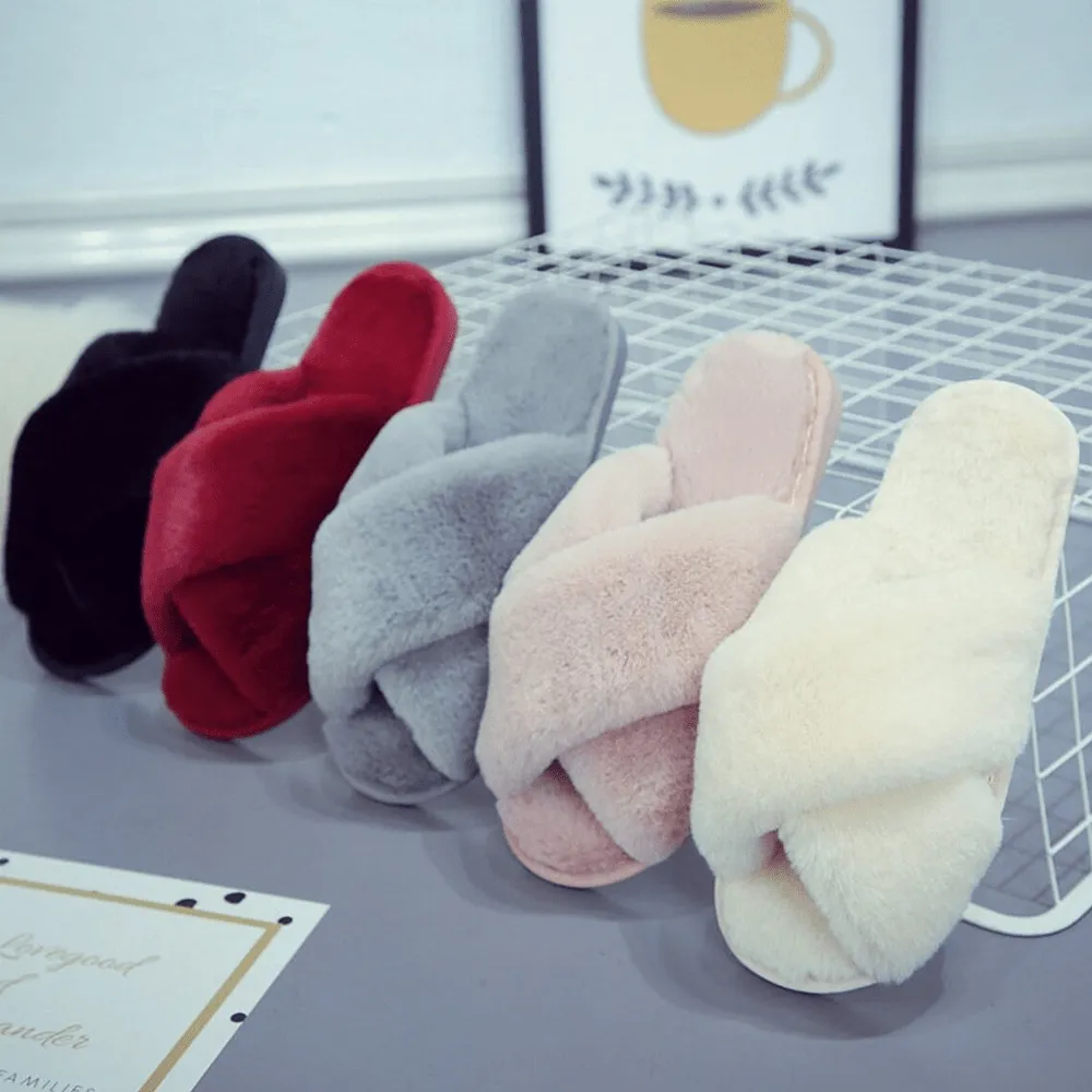 Women's Criss Cross Slippers, Indoor Slipper, Comfy Cozy Slide, Open Toe Slippers