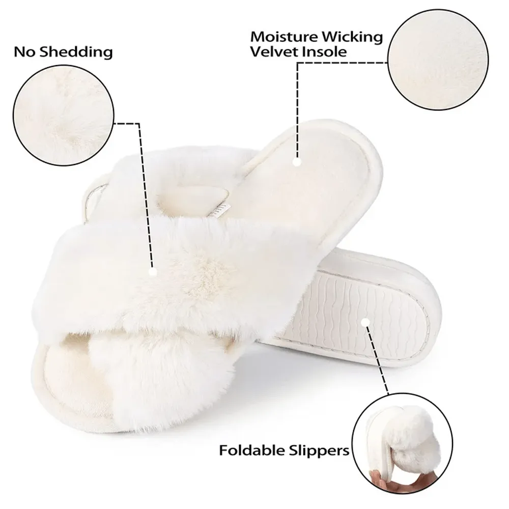 Women's Criss Cross Slippers, Indoor Slipper, Comfy Cozy Slide, Open Toe Slippers