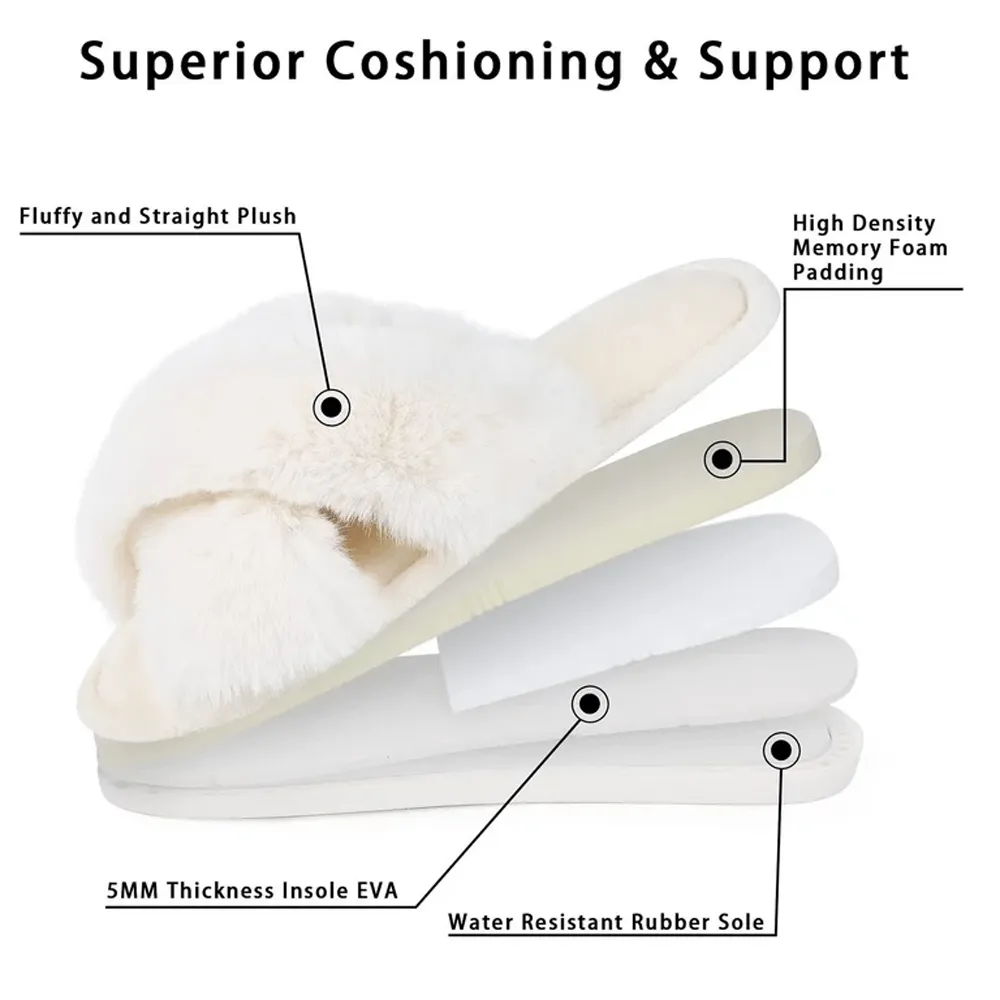 Women's Criss Cross Slippers, Indoor Slipper, Comfy Cozy Slide, Open Toe Slippers