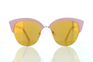 Women's Flat Pink Cateye Sunglasses with Gold Mirror Lens 100% UV400