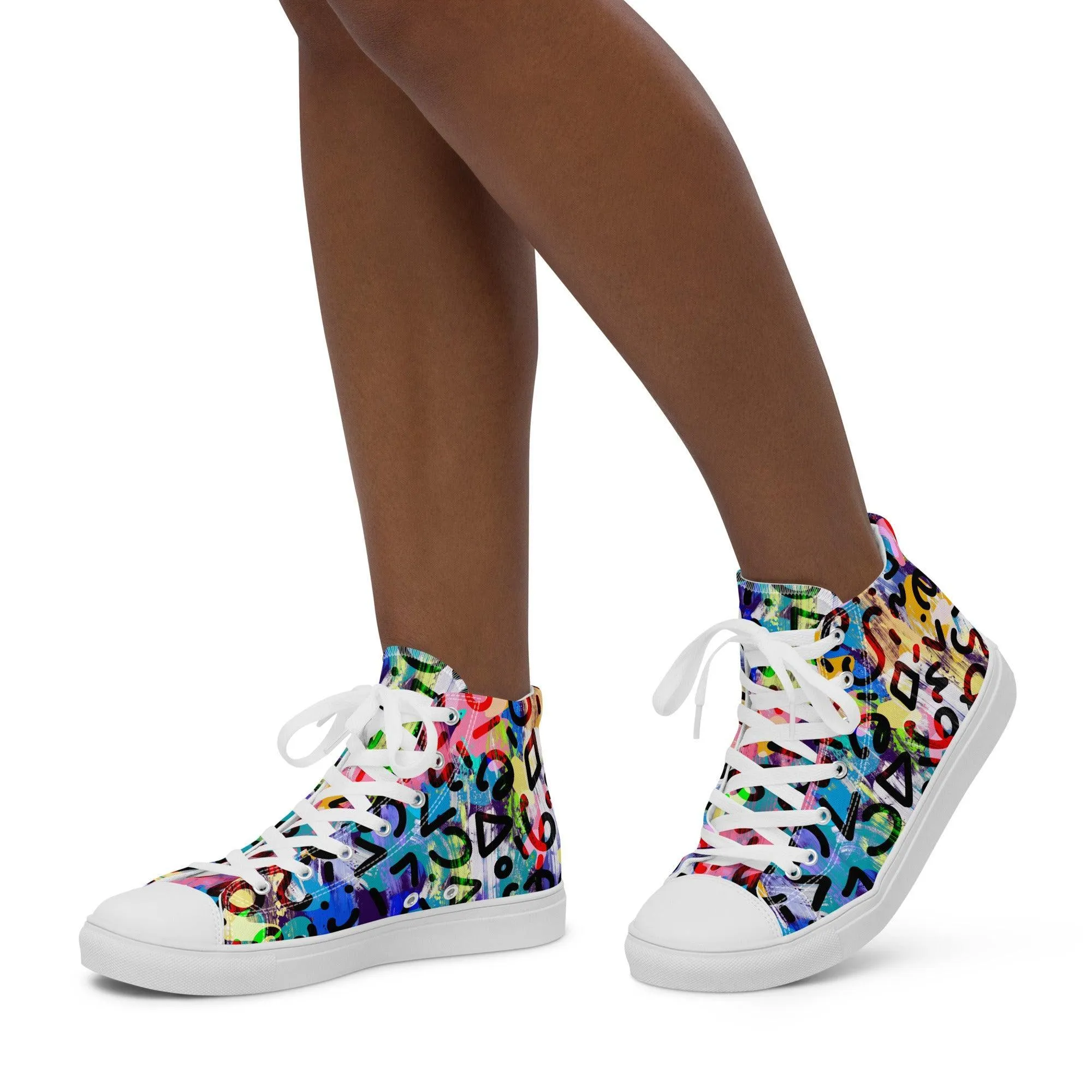 Women’s High Top Abstract Colorful Canvas Shoes