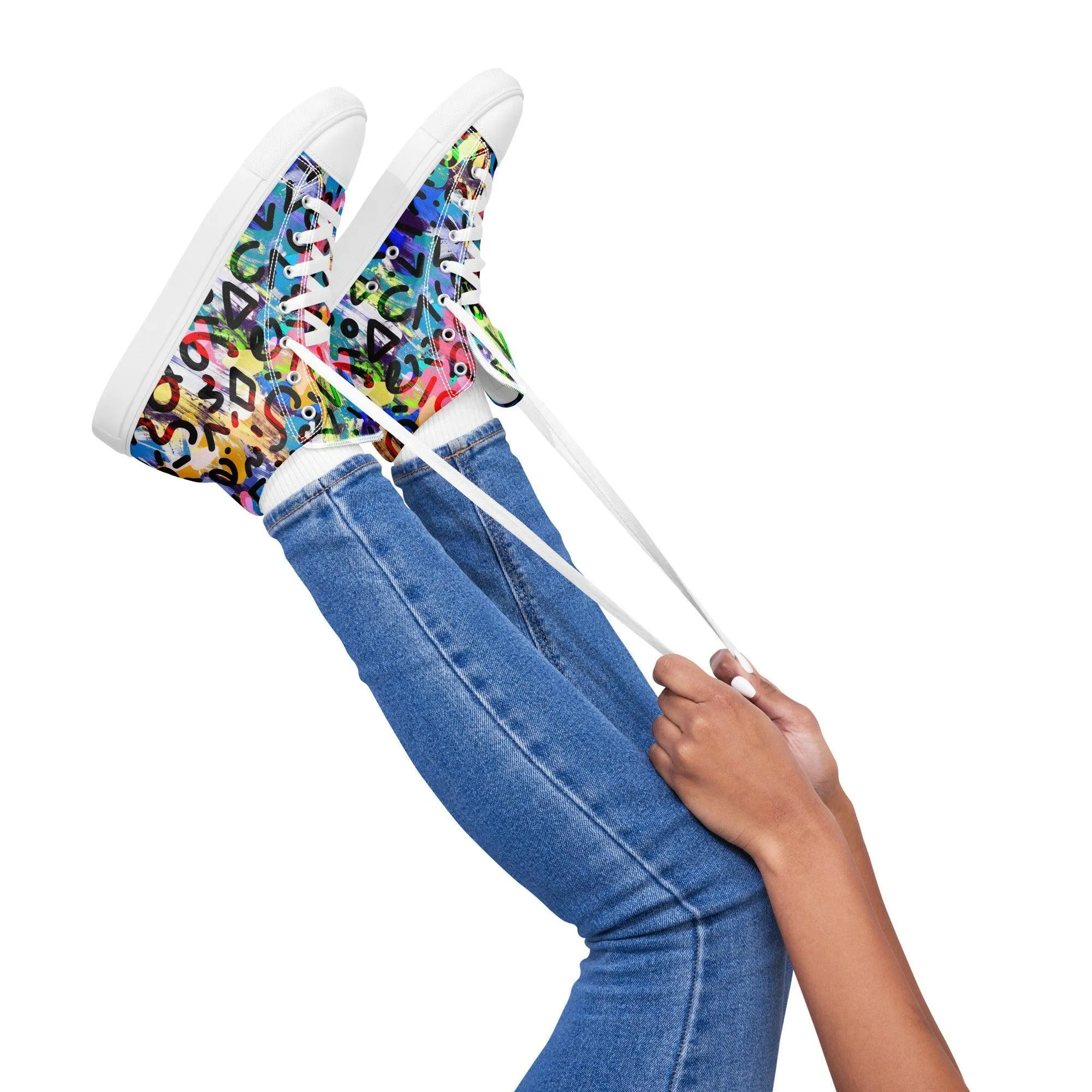 Women’s High Top Abstract Colorful Canvas Shoes