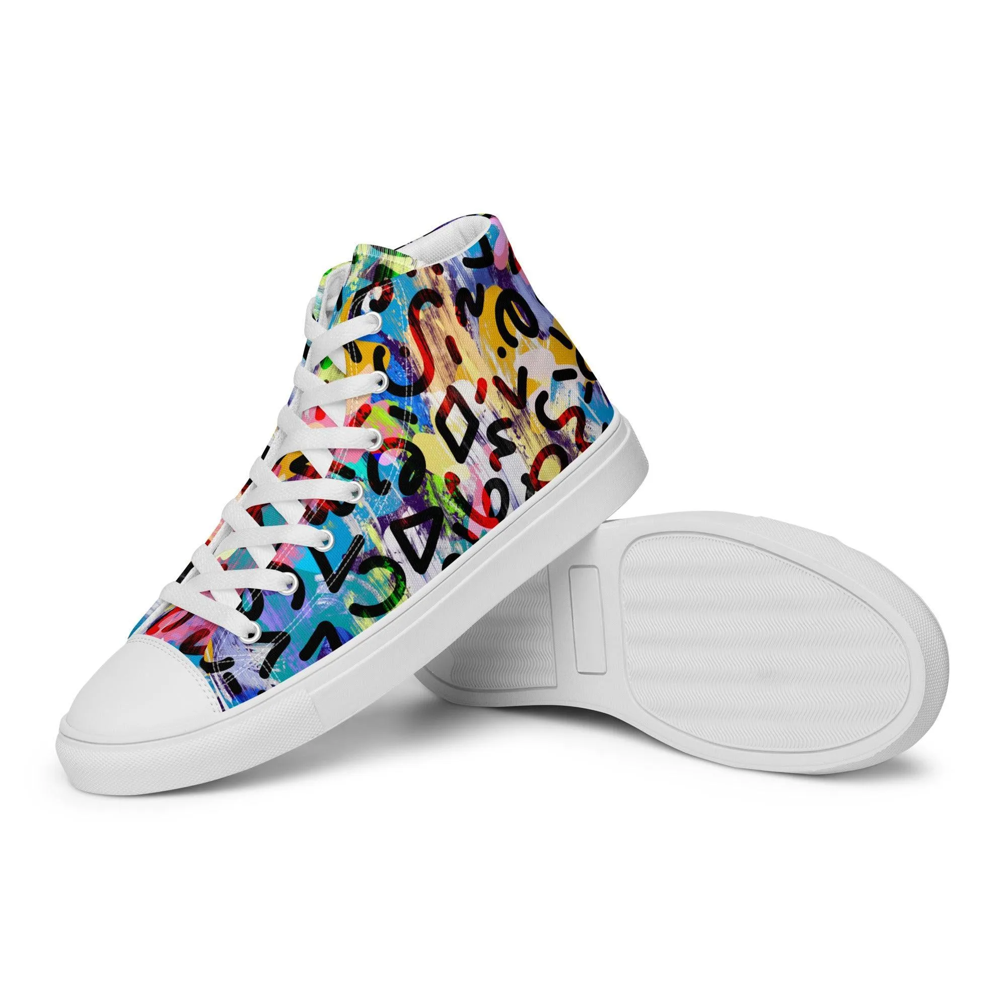 Women’s High Top Abstract Colorful Canvas Shoes