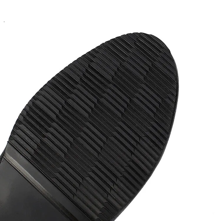 Women's Lace-Up Round Toe Mid Calf Flat Boots
