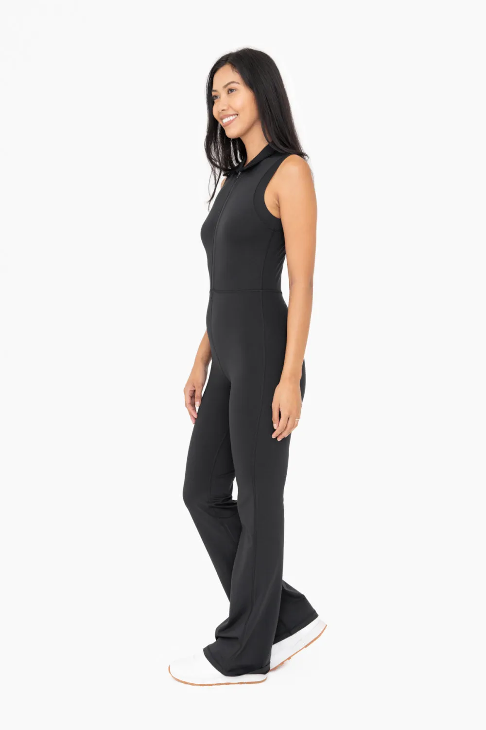 Women's Mono B | Venice Retro Half Zip Flared Jumpsuit | Black