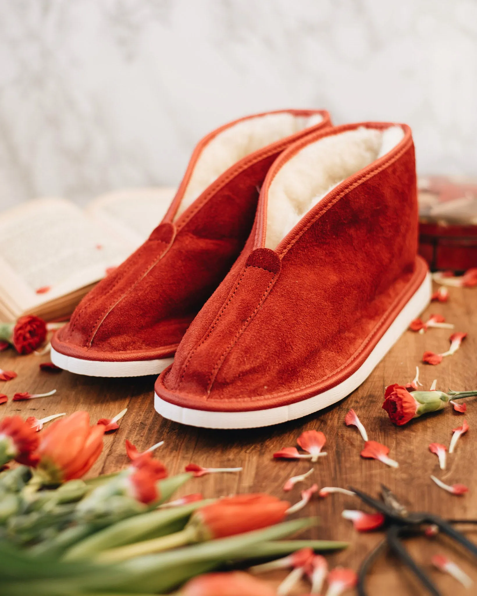 Women's Red Slipper Boots