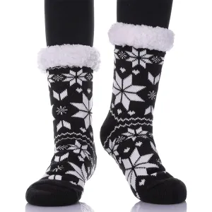 Women's Snowflake Thick Fur Lined Slipper Socks