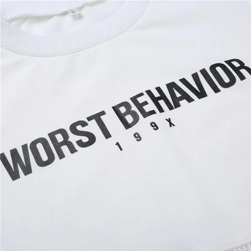 'WORST BEHAVIOR' Mesh Crop Sweatshirt